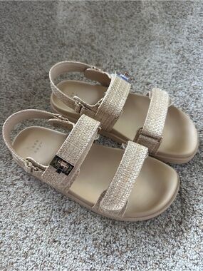 Beige Woven Sandals